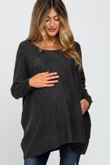 Black Soft Knit Dolman Sleeve Maternity Sweater