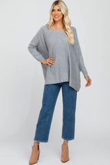 Grey Soft Knit Dolman Sleeve Sweater