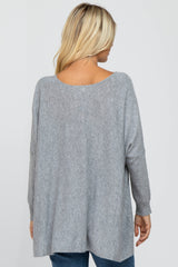Grey Soft Knit Dolman Sleeve Sweater