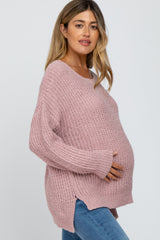 Light Pink Dropped Shoulder Maternity Sweater