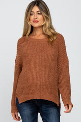 Camel Dropped Shoulder Maternity Sweater