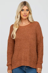 Camel Dropped Shoulder Maternity Sweater