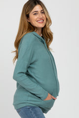Jade Ribbed Hooded Maternity Top