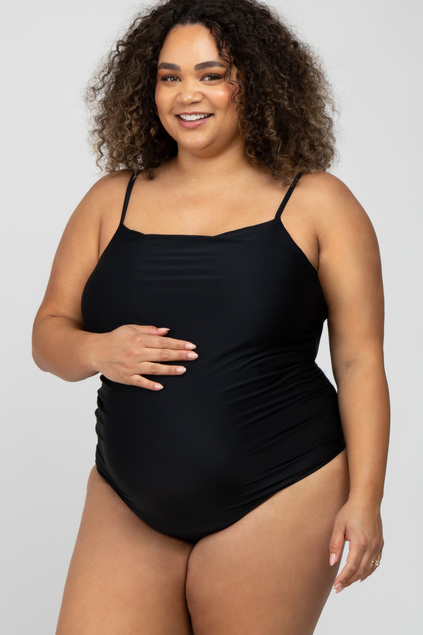 Black One-Piece Maternity Plus Swimsuit– PinkBlush