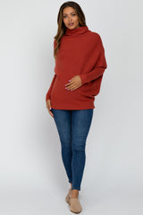 Rust Funnel Neck Dolman Sleeve Maternity Sweater