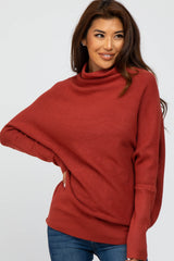 Rust Funnel Neck Dolman Sleeve Maternity Sweater