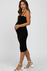 Black One Shoulder Fitted Maternity Dress