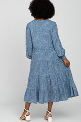 Blue Paisley Tiered Midi Dress