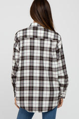 Black Plaid Button Up Collared Flannel Top