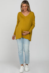 Yellow V-Neck Maternity Top