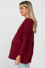 Burgundy V-Neck Maternity Top