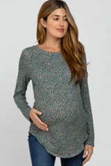 Teal Floral Long Sleeve Maternity Top