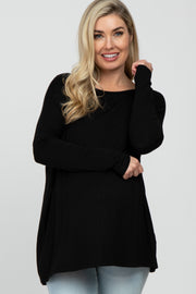 Black Wide Neck Maternity Long Sleeve Top