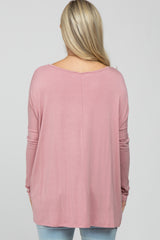 Light Pink Wide Neck Maternity Long Sleeve Top