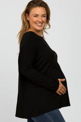 Black Dolman Long Sleeve Maternity Plus Top