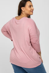 Light Pink Dolman Long Sleeve Plus Top