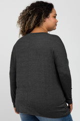 Charcoal V-Neck Maternity Plus Top