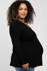 Black V-Neck Maternity Plus Top