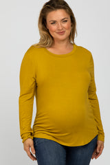 Yellow Long Sleeve Maternity Plus Top