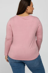 Light Pink Long Sleeve Plus Top