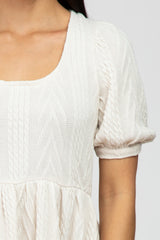 Cream Contrast Knit Sweater Dress