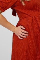 Rust Contrast Knit Maternity Sweater Dress