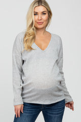 Ivory Striped Knit Long Sleeve Maternity Top