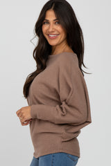 Taupe Waffle Knit Dolman Sleeve Top