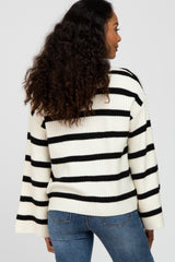 Cream Striped Bell Sleeve Sweater