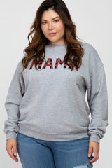Heather Grey Checkered Mama Maternity Plus Sweatshirt
