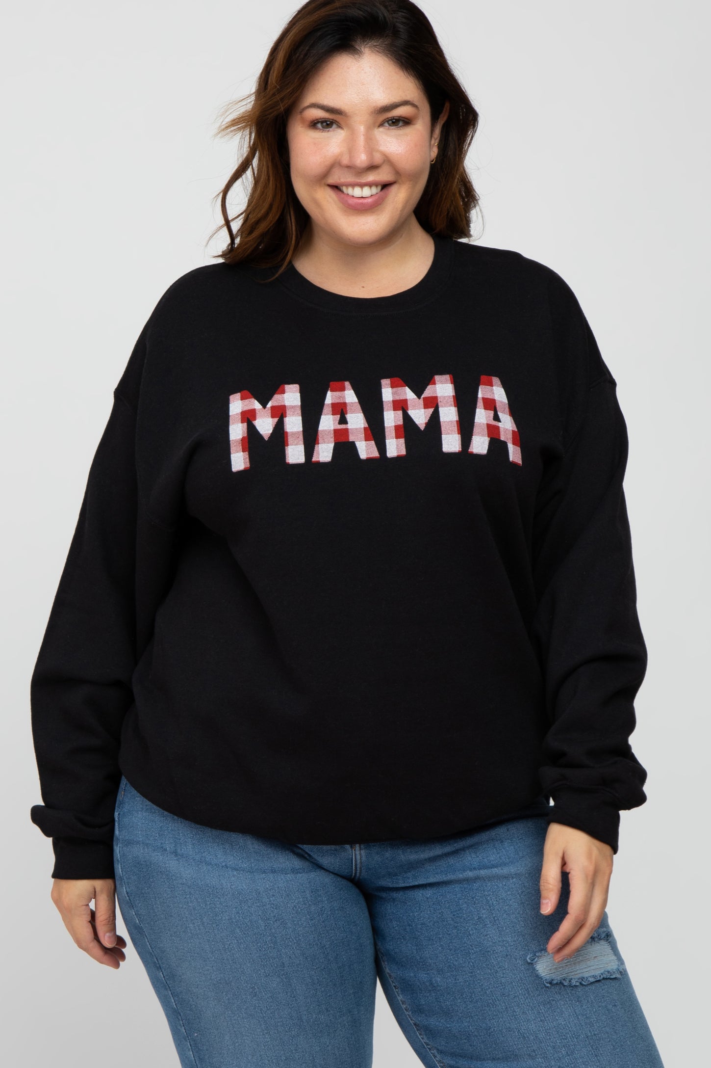Blacked Checkered Mama Plus Sweatshirt