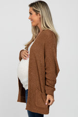 Brown Cuff Sleeve Maternity Cardigan