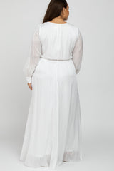 White Sparkle Chiffon Plus Maxi Dress