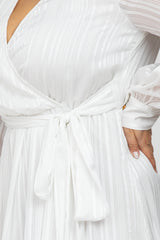 White Sparkle Chiffon Plus Maxi Dress