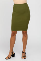 Olive Rib Knit Skirt