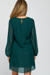 Forest Green Shimmer Long Sleeve Maternity Dress