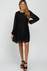 Black Shimmer Long Sleeve Maternity Dress
