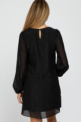 Black Shimmer Long Sleeve Maternity Dress