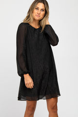 Black Shimmer Long Sleeve Dress