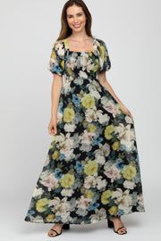 Black Multi-Color Floral Maxi Dress