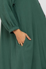 Forest Green Button Down Hi-Low Maternity Midi Dress