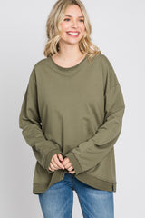 Olive Raw Edge Sweatshirt