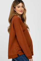 Camel Raw Edge Maternity Sweatshirt