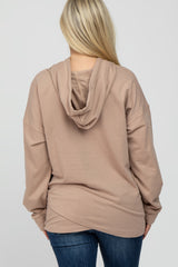 Taupe French Terry Hooded Pullover Maternity Top