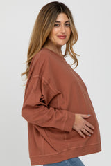 Rust Dolman Sleeve Terry Maternity Top