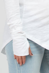 White Basic Raglan Long Sleeve Maternity Top