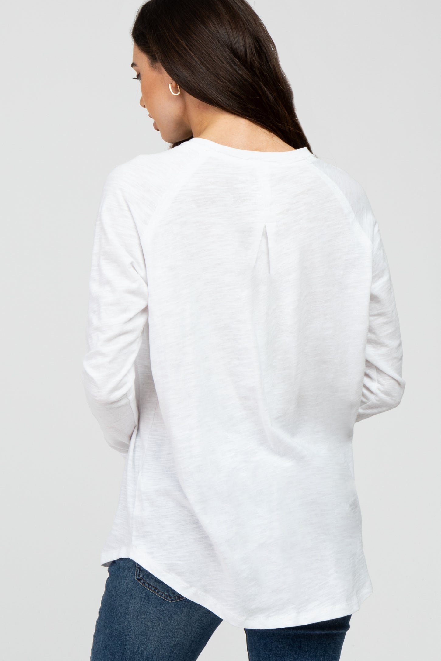 White Basic Raglan Long Sleeve Top
