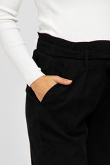 Black Paperbag Waist Cropped Maternity Pants