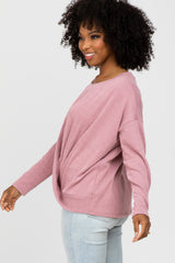 Lavender Ribbed Twist Front Top