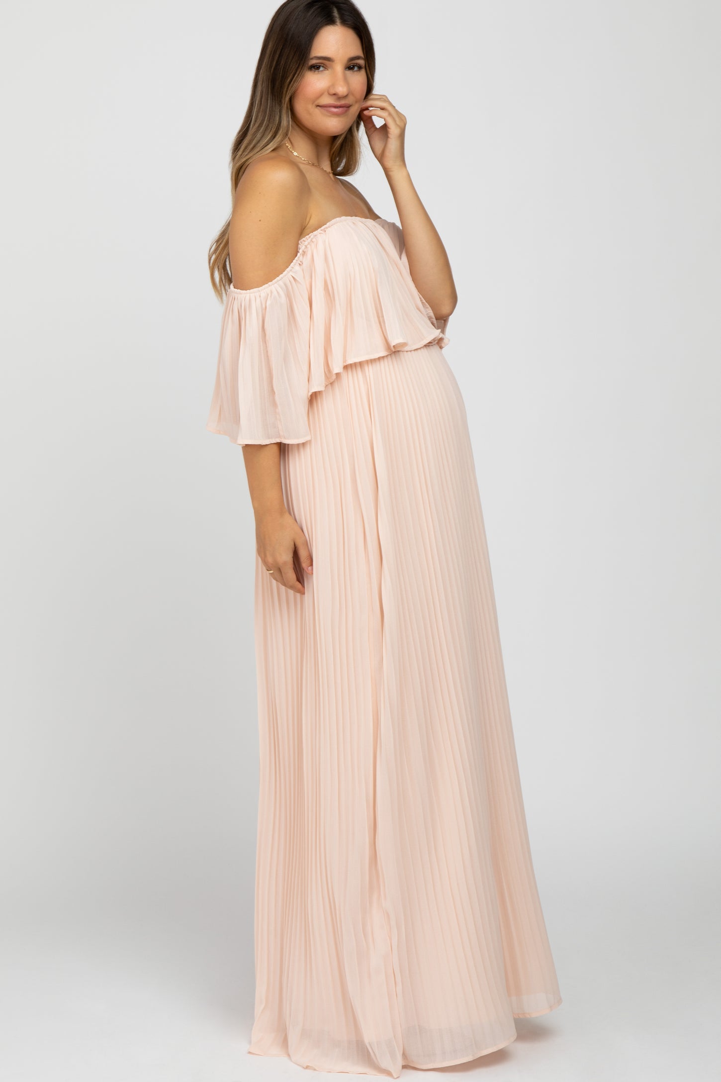 Peach and Blue Off-Shoulder Dress – Yo Baby India